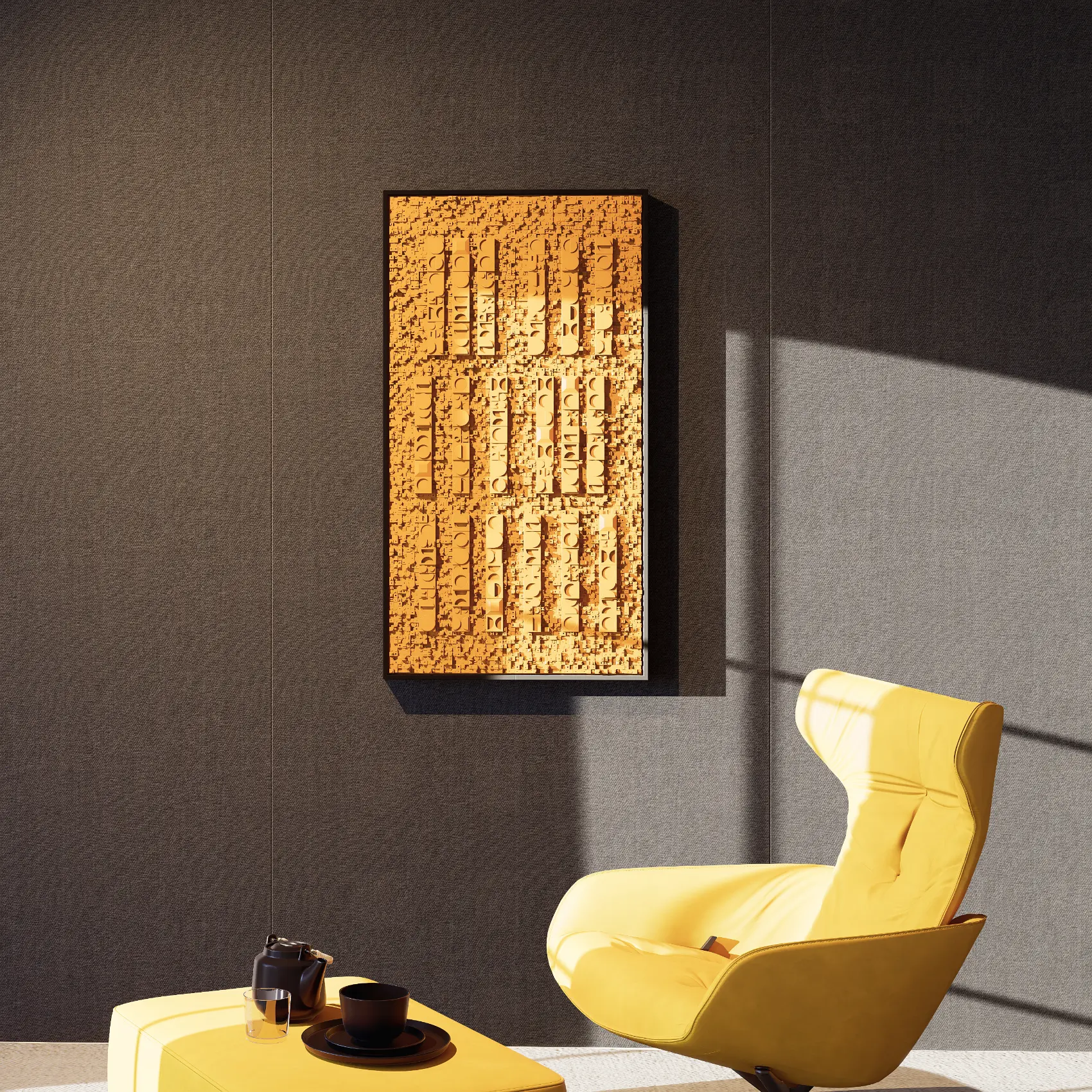 Dyra wall art sculpture in yellow color