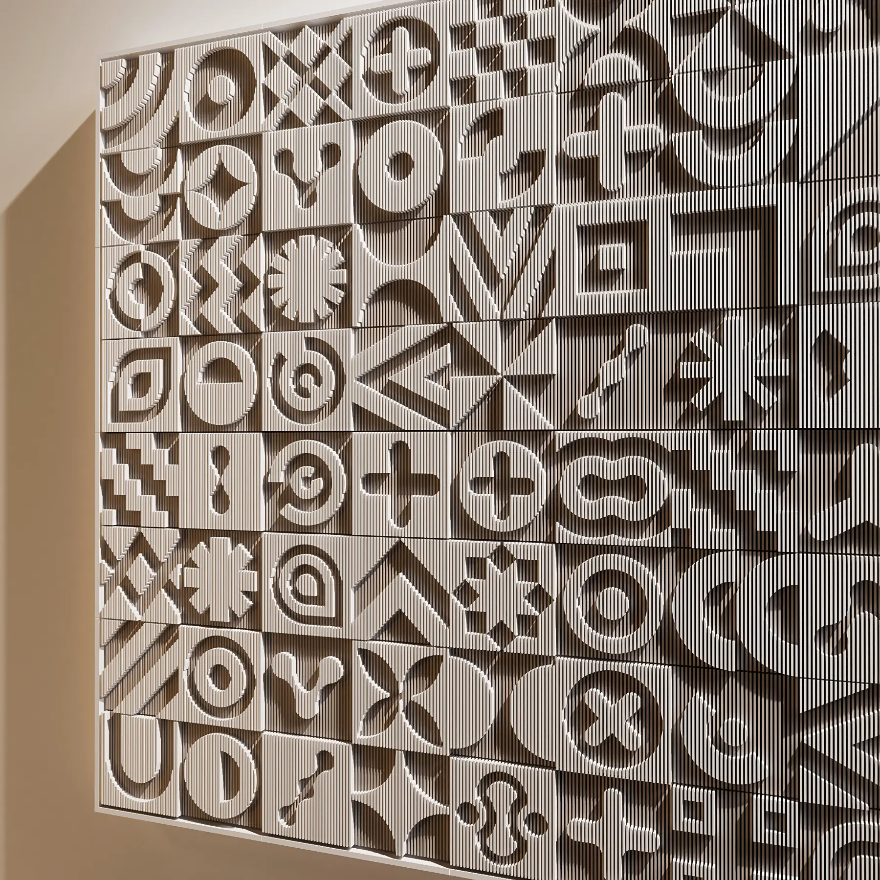 Modern wall art sculpture with optical illustion