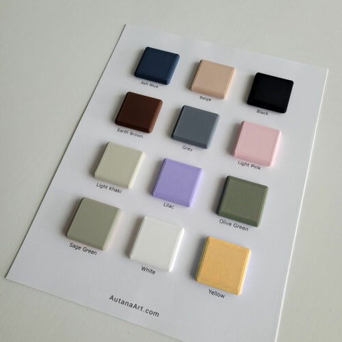 Color options swatches for ordering wall sculptures