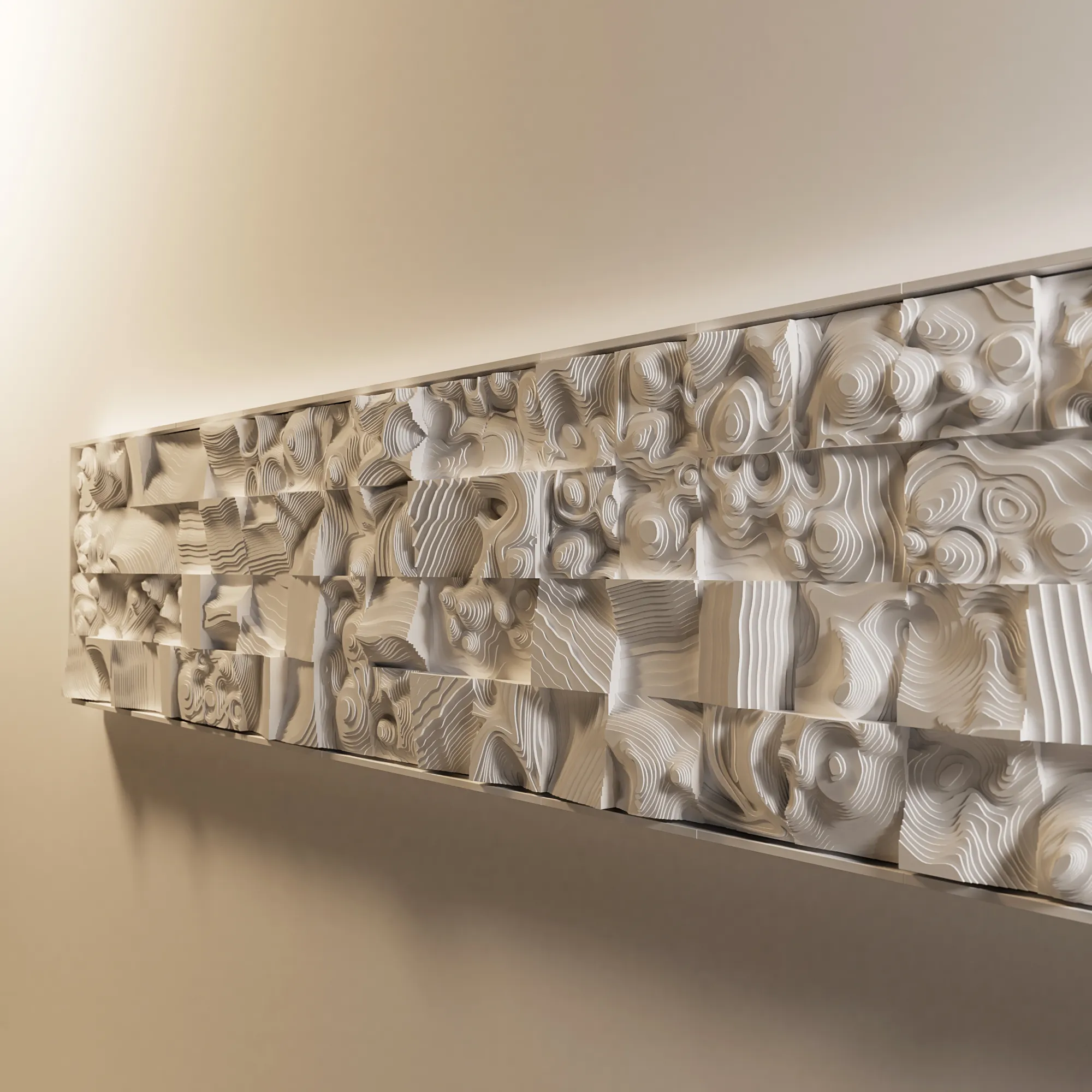 3D printed wall art sculptures in white color
