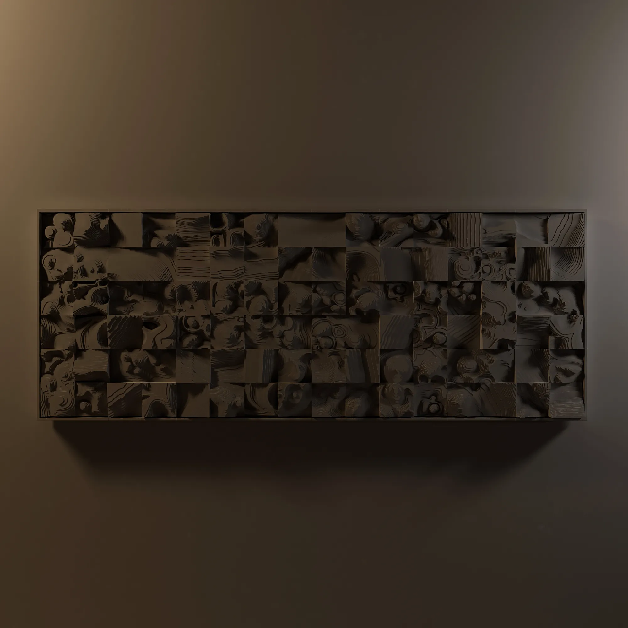 Black wall art sculpture - organic forms collage