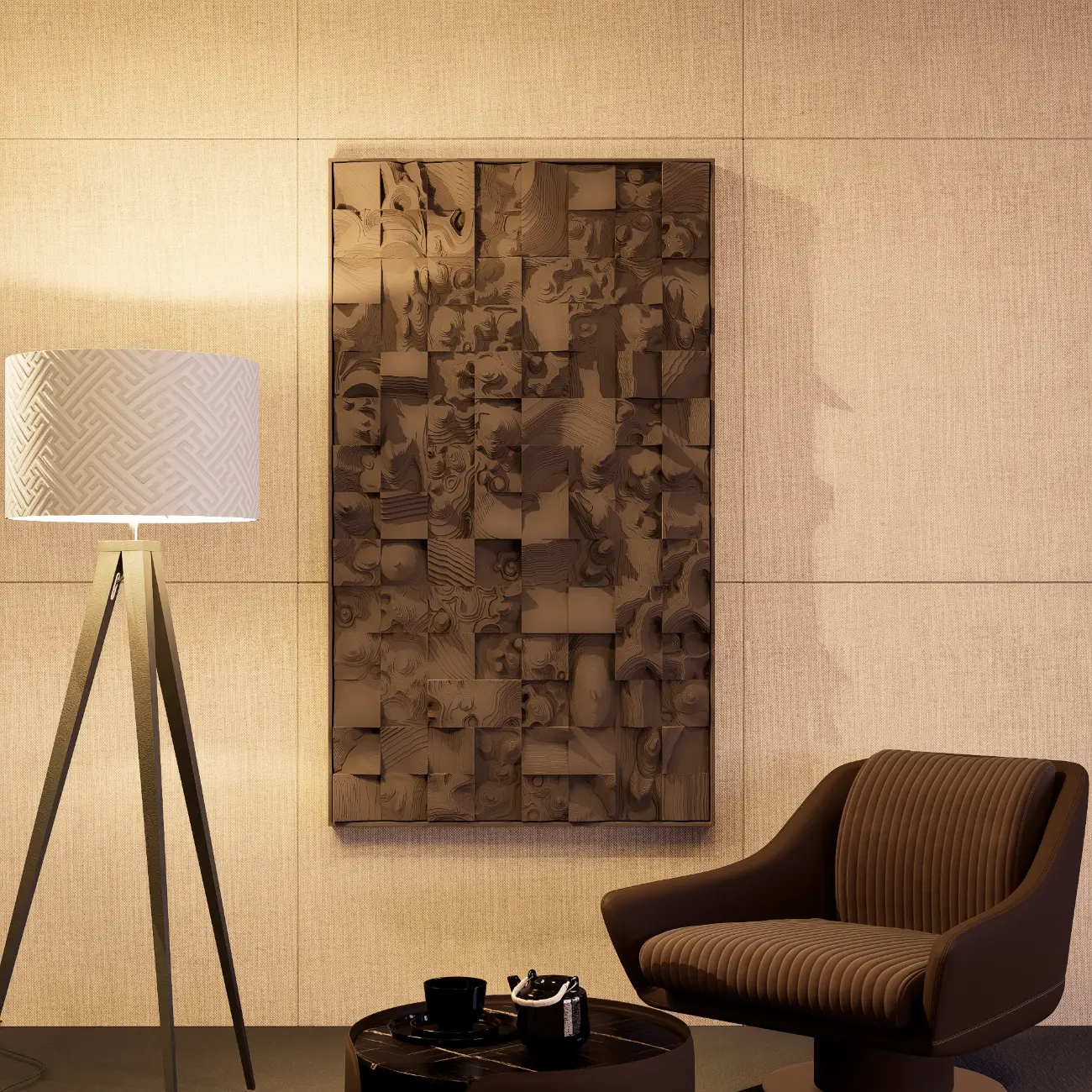 sculpture in brown color